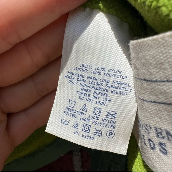 Lands' End Boy Girl Unisex Green Hooded Fleece Lined Windbreaker Jacket Medium - Picture 8 of 9